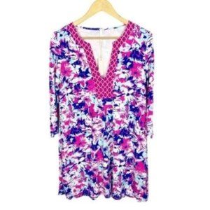 Pink Blush Floral Quartrefoil 3/4 Sleeve Dress NEW